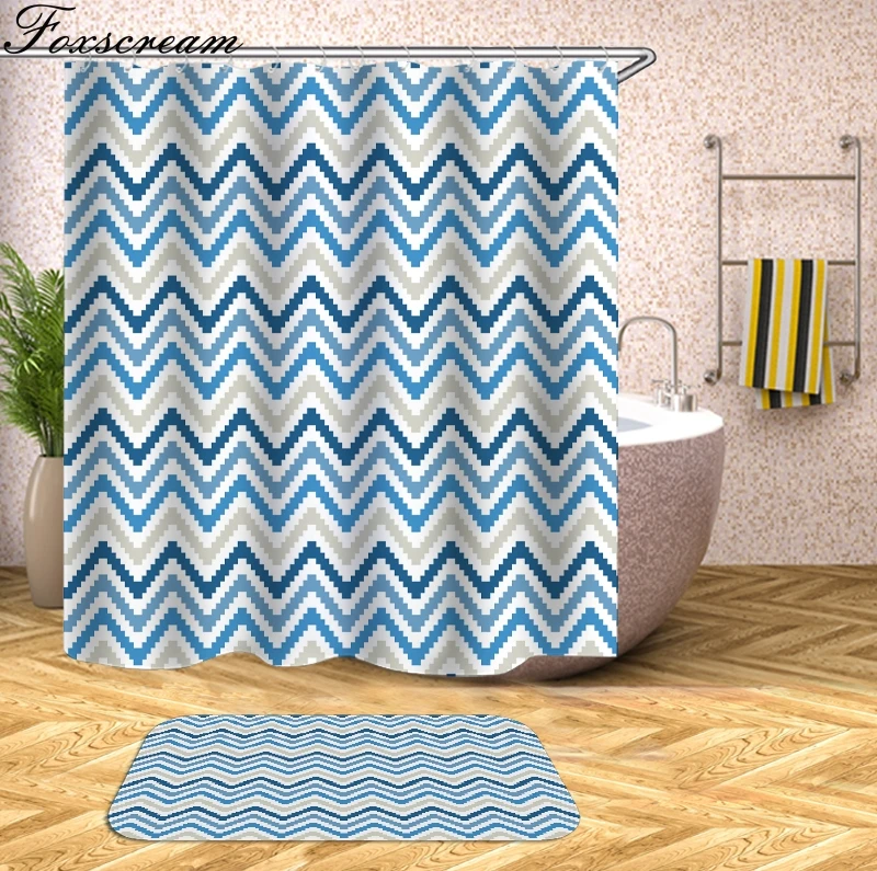 Геометрическая занавеска для душа s занавеска для ванной ткань 3d занавеска для ванной комнаты s с крючками Водонепроницаемый черный белый занавеска или коврик