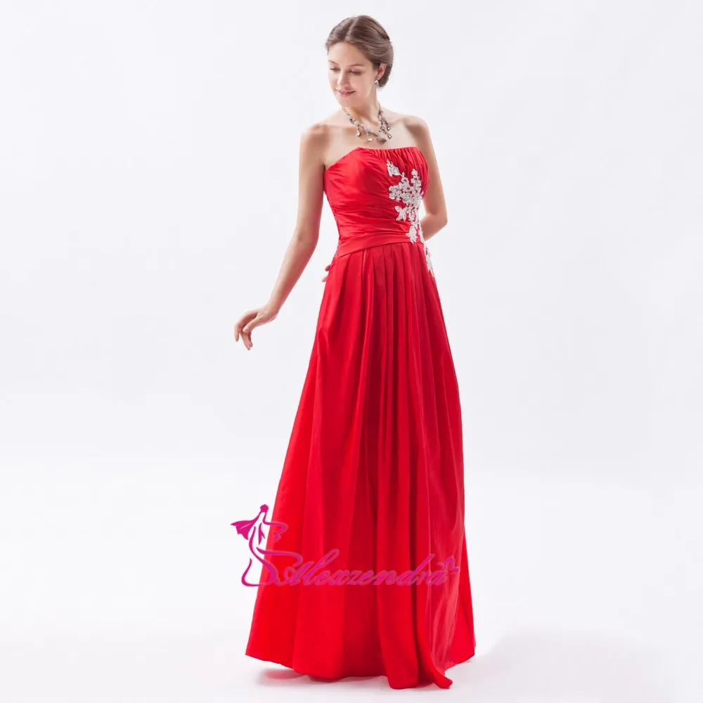 Красное атласное свадебное платье с аппликацией трапециевидной формы Alexzendra Vestido