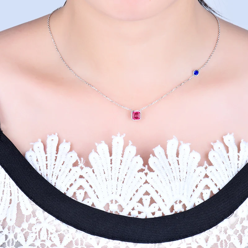 Однотонное 18K Белое Золото натуральное розовое ожерелье с подвеской из турмалина