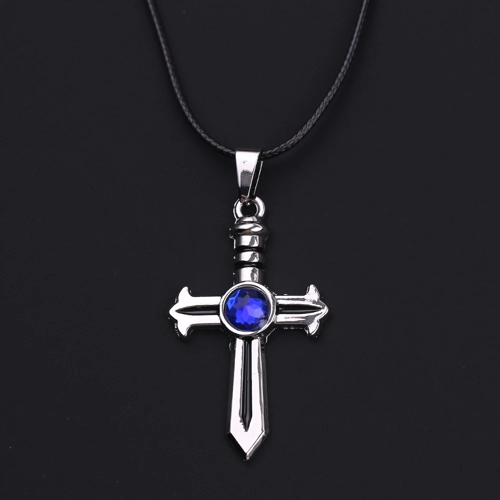 Модный синий Аниме Кристалл крест кулон ожерелье Фея хвост фигурка серый Fullbuster