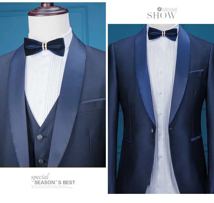 На заказ мужской костюм ярко синего цвета 3 предмета 2017 новые поступления