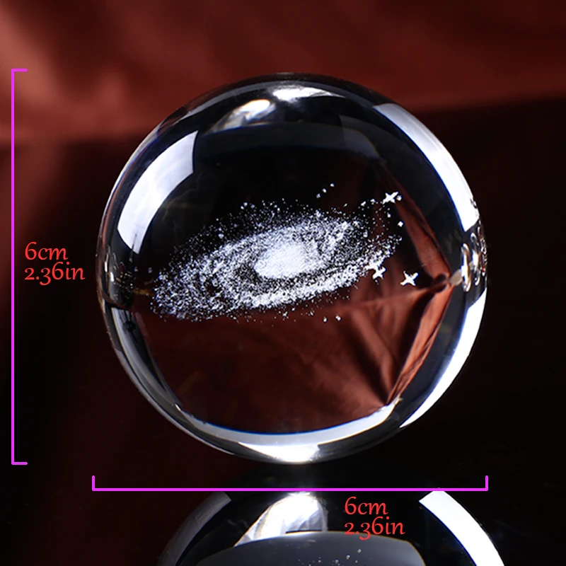 60mm 3D Laser Engraved Galaxy Glass Ball Crystal Miniatures Boy Gifts Sphere Home Decoration Accessories Globe Universe Present | Дом и сад