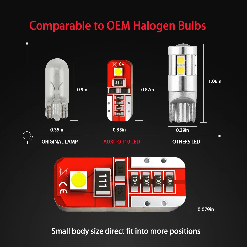 Светодиодный фонарь на танкетке 4x T10 W5W с Canbus светодиодный габаритный без ошибок