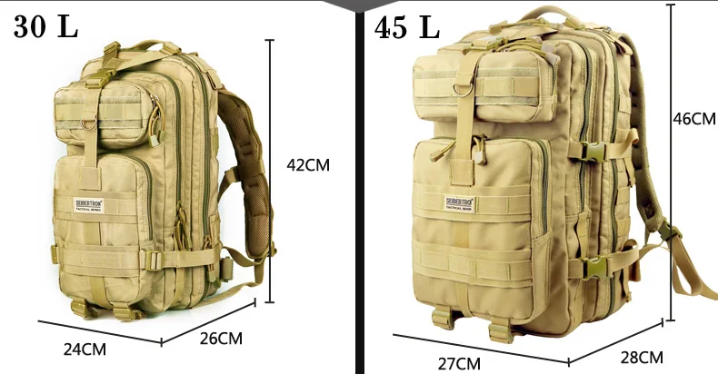 Seibertron Открытый тактический рюкзак 3P MOLLE сумка для пешего туризма кемпинга EDC рюкзак компактный пакет сумка для вершины 30л/45л Водонепроницаемый