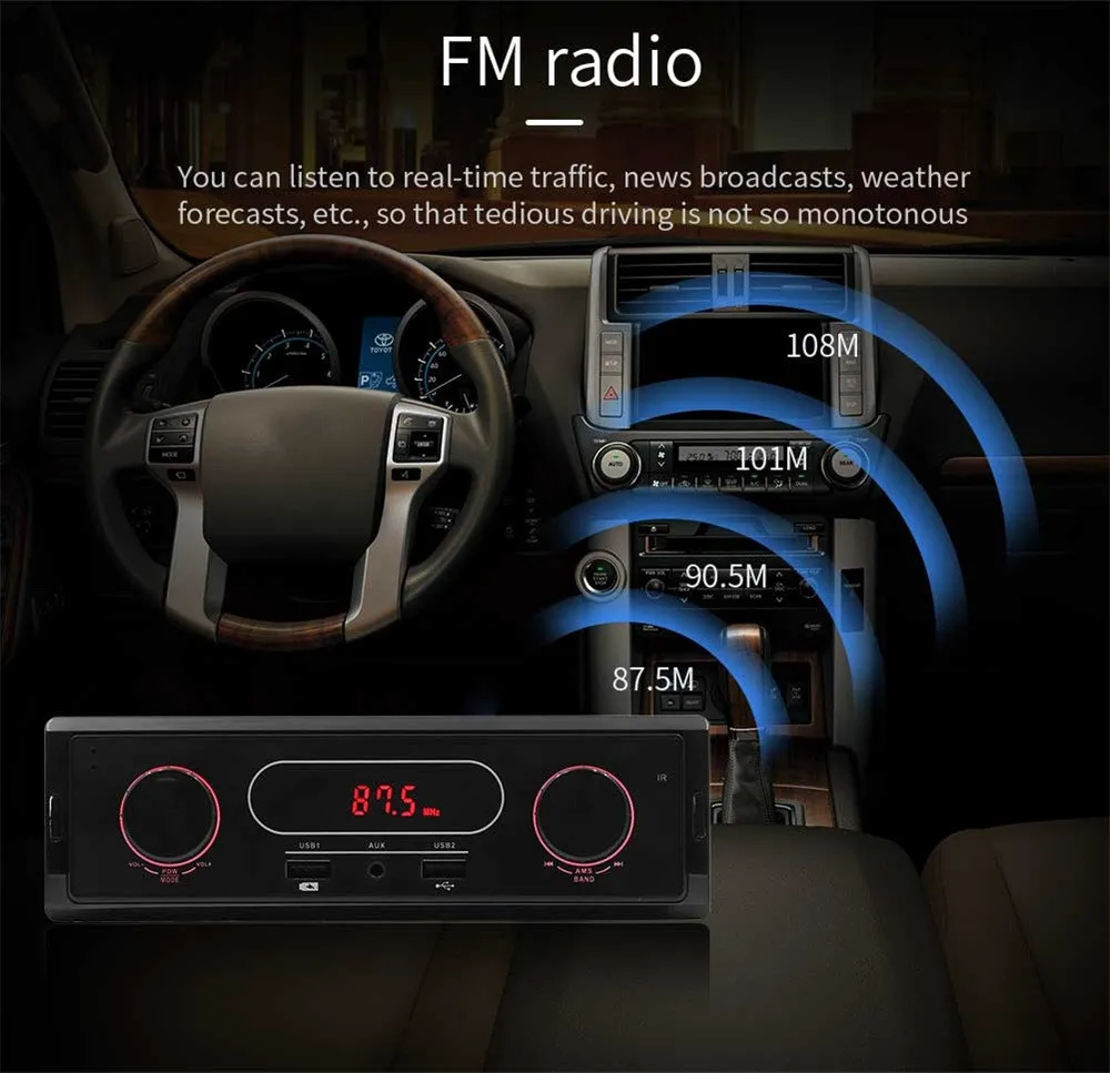Лидер продаж Топ бренд автомобиля беспроводной радио плеер стерео аудио в-тире FM Aux вход приемник TF/USB/MP3 Ретро дизайн автомобильные аксессуары