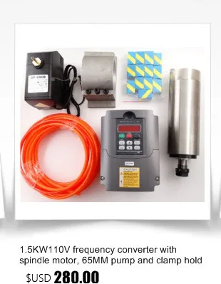 2.2kw комплект шпинделя 220 В 80 мм 2200 Вт фрезерный мотор шпинделя с ЧПУ+ 2.2kw Инвертор+ 80 мм зажим шпинделя+ 75 Вт насос+ 5 м трубы+ 13 шт. ER20