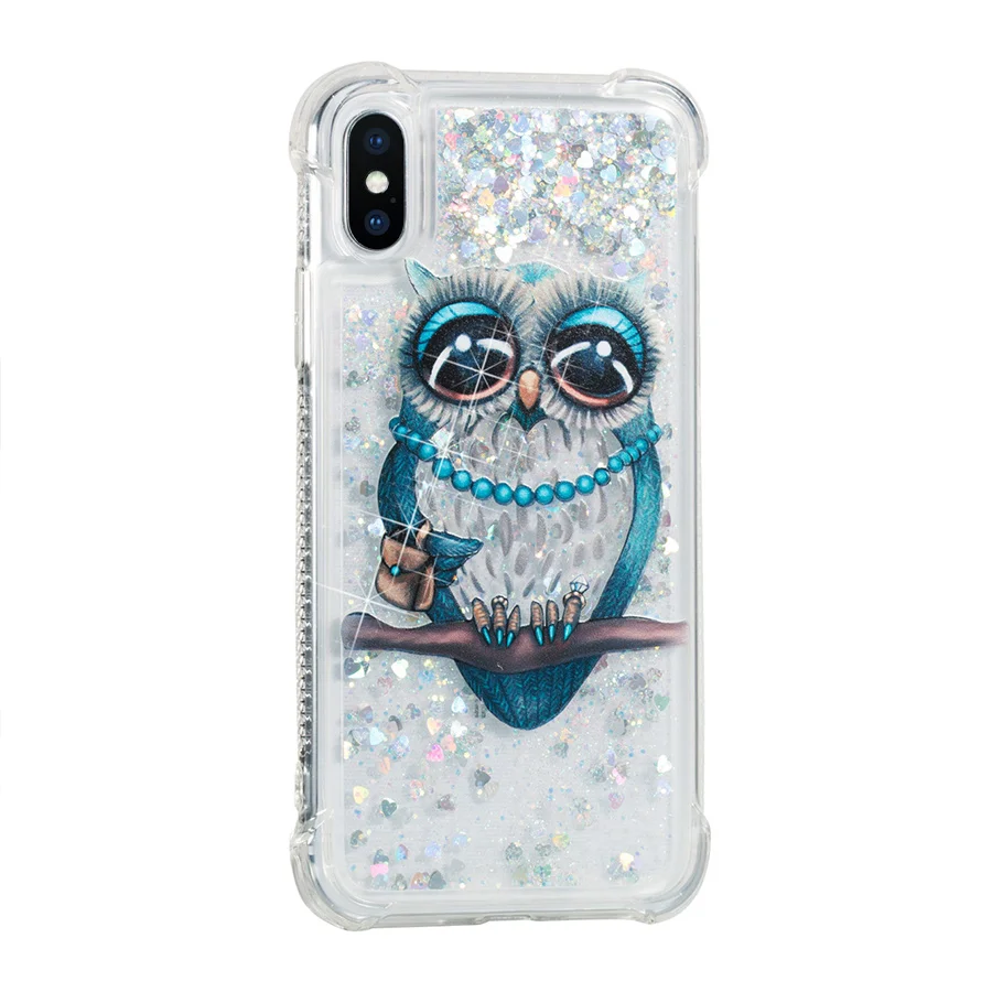 Lucky Owl IQD для iPhone X, 8, 7, 6 S, 6, 5, 5S, SE чехол с плавающей вспышкой, звездой, зыбучим песком, прозрачный ТПУ чехол для Apple iPhone 8, 7, 6 S, 6 Plus - Цвет: Lucky Owl