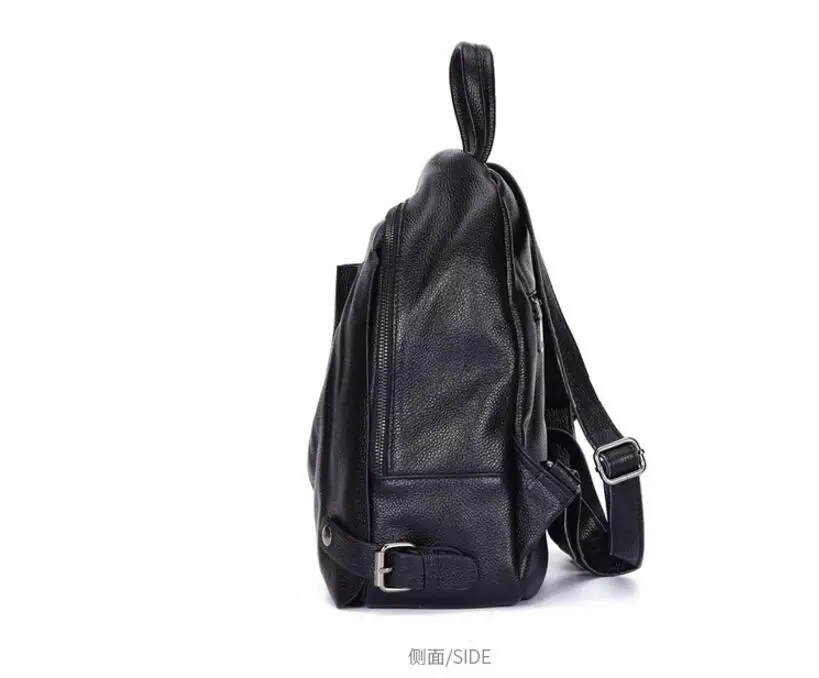 CHSANATO Genuine Leather Backpacks School Bags For Teenage Girls Backpack Female Shoulder Bags For Women Black