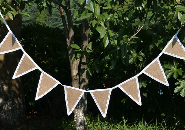 Джутовая Мешковина только что замужняя баннерная винтажная джутовая флаг для