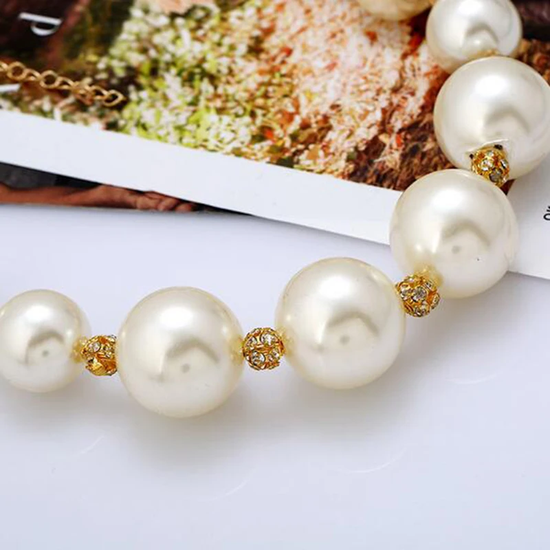 Loura Shace Imitation Pearl Necklace Luxury Big Simulated Pearls Brief Paragraph White Clavicle Chain Necklaces For Women Gift |