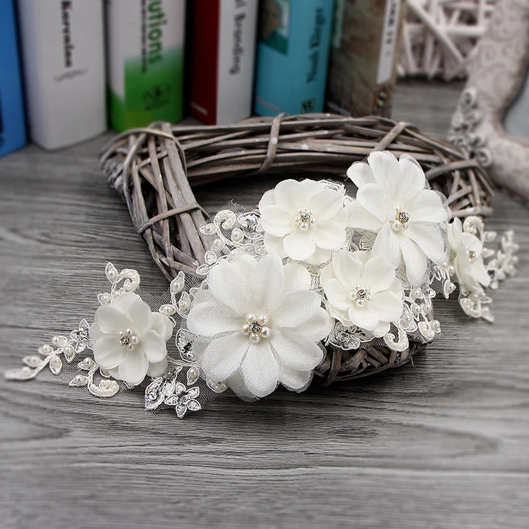 Новинка ручная работа цветочное кружево и жемчуг свадебная тиара свадебные