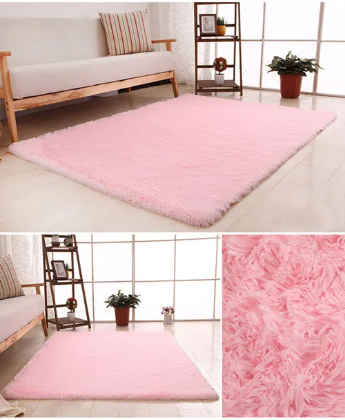 Pink Zeegle мягкий мохнатый ковер для гостиной, напольные коврики, пушистые коврики для детской комнаты, ковер из искусственного меха, коврик для спальни большого размера, прикроватный коврик - Цвет: Pink