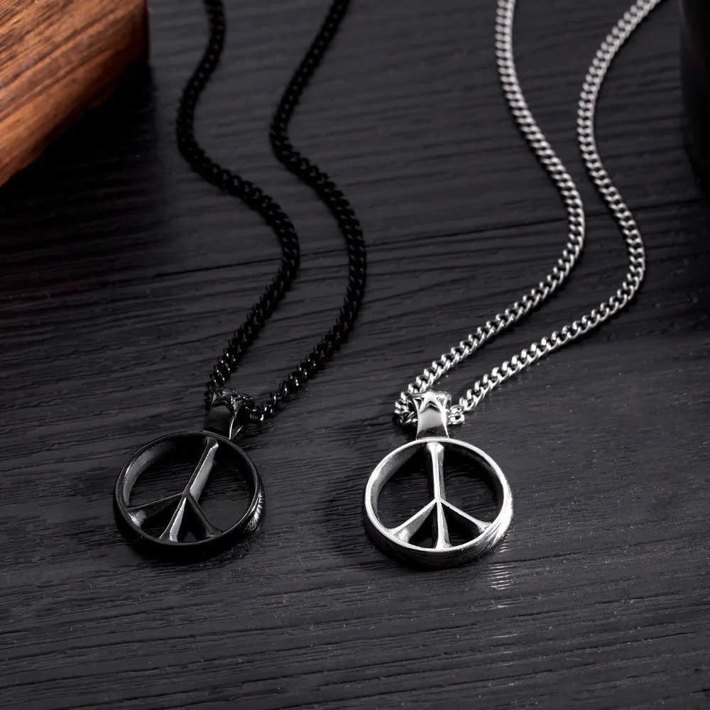 Ожерелье с символом мира знак мира из нержавеющей стали-серебро, золото, черный