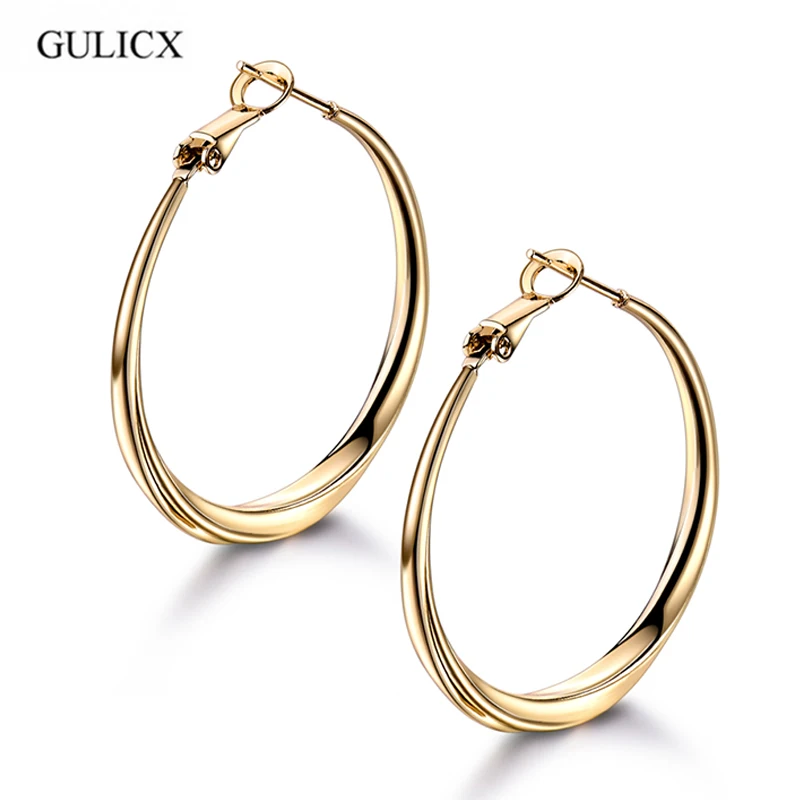 Женские круглые серьги GULICX большие золотого цвета в стиле хип хоп пирсинг кольцо