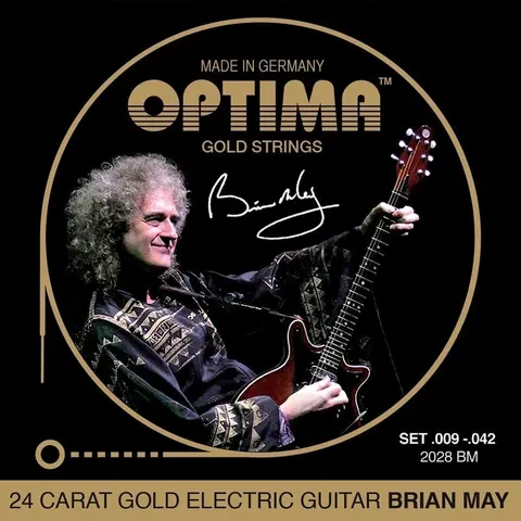 Optima 2028BM 24K золотые Струны для электрогитары «Брайан Мэй» 09-42, сделано в германии
