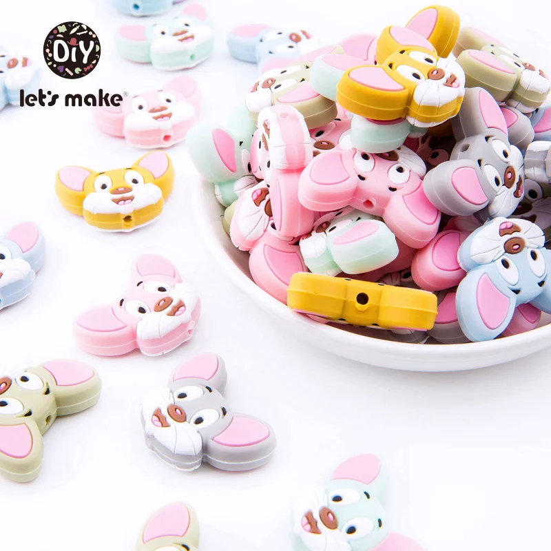 Силиконовые бусины из мультфильма мышь Прорезыватель бисера 20 шт. DIY цепочка для