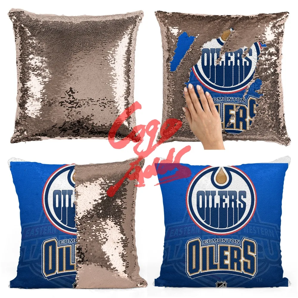 Edmonton Oilers дешевые бросок Декоративные Чехлы для подушек наволочки 40*40 блесток Волшебная подушка