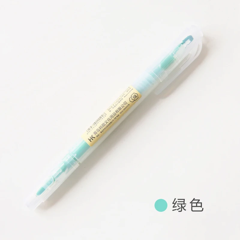 Dual Head Writing 2 in 1 Highlighter Pen Japanese Stationery Cute Office School Supplies - Цвет: A Green