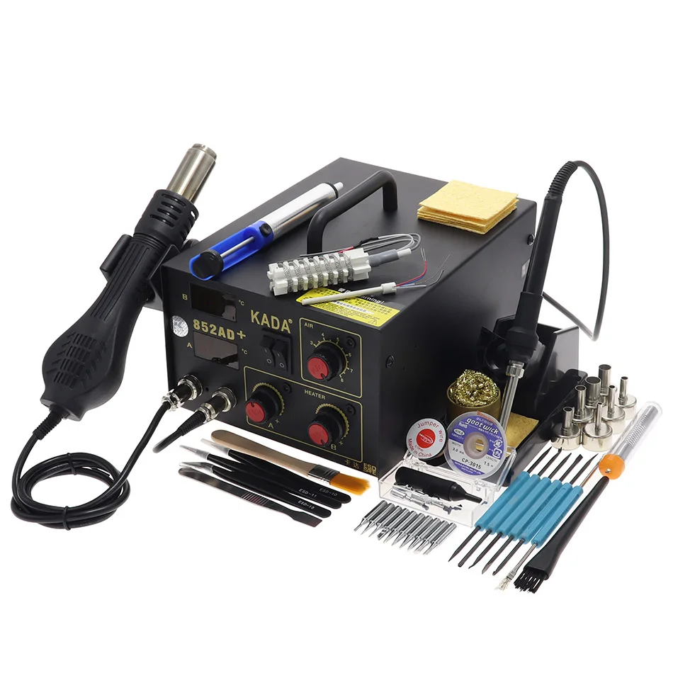 KADA-852AD-B 750 Вт температура дисплея LCD Регулируемая 852AD+ паяльная станция горячего воздуха пистолет для IC устройство для распайки smd-компонентов переработы - Цвет: KADA-852AD-B