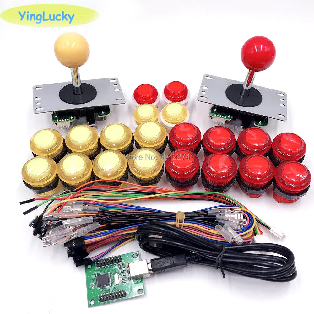 Yinglucky Аркады набор 5Pin джойстик sanwa 24 мм 30 5v Arcade светодиодный iluminado botones xin mo cero retraso usb