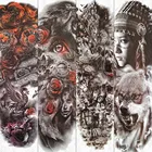 Водонепроницаемая Татуировка FANRUI для мужчин и женщин, временная татуировка воина смерти, роза, тату-наклейка, полностью закрывающая руки, искусственная бумага для татуировки большого глаза