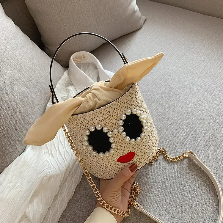 fashion simple bucket bag women's designer handbag high quality linen high quality single shoulder slant straddle bag qq444