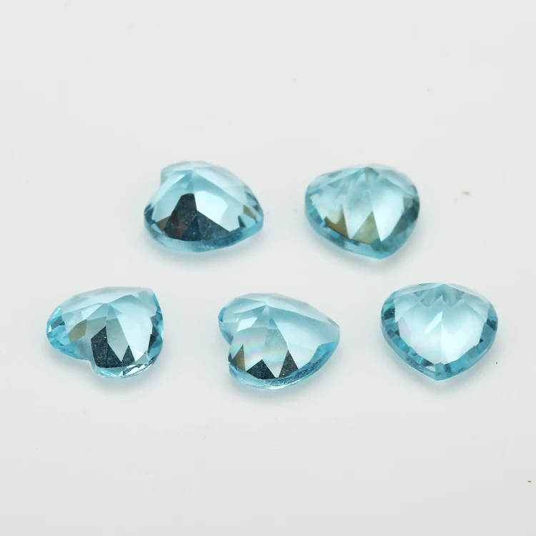 100PCS 3x3~10x10mm Heart Shape Loose Stone Brilliant Cut Light Sea BLue Color Glass gems beads For Jewelry DIY | Украшения и