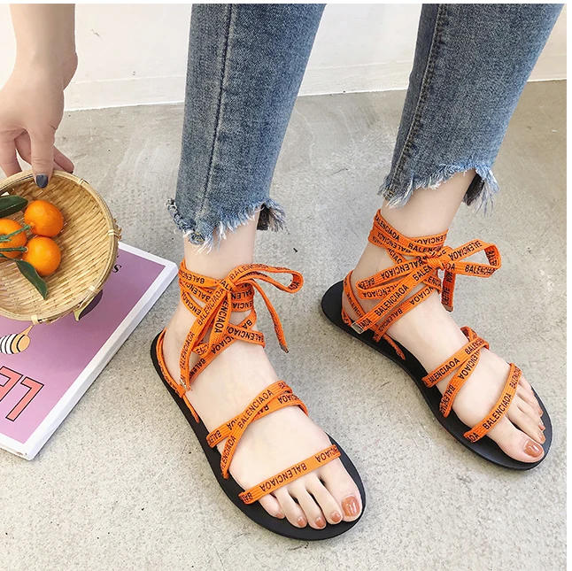 Sandalias mujer/Новинка 2019 года новые летние туфли на плоской подошве с открытым носком