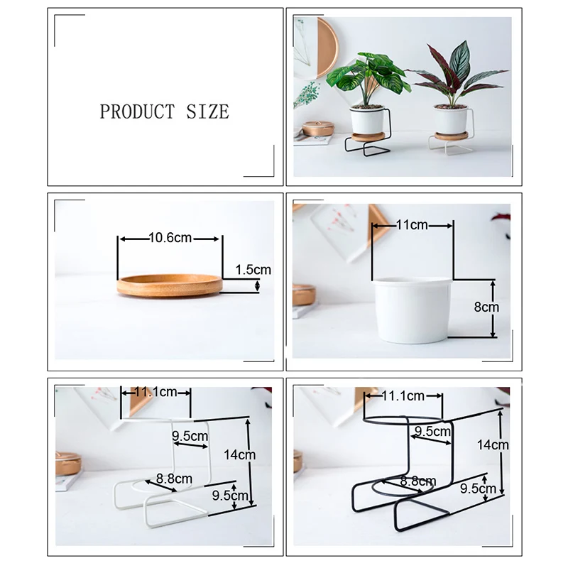 Planter Pots Indoo White Ceramic Round Bowl Large with Metal Stand/Bamboo Tray for Succulent Cactus New | Дом и сад