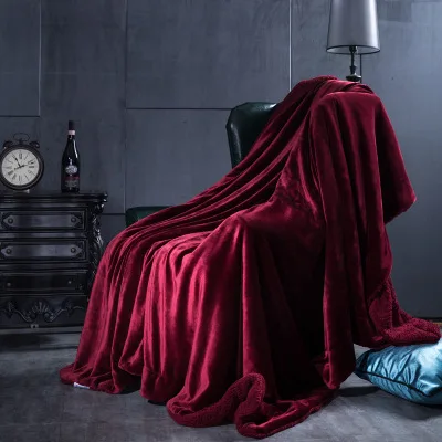 Wine Red Одеяло большого размера роскошное зимнее фланелевое одеяло домашний текстиль супер теплое покрывало одеяло мягкое плоское одеяло для дивана - Цвет: Wine Red