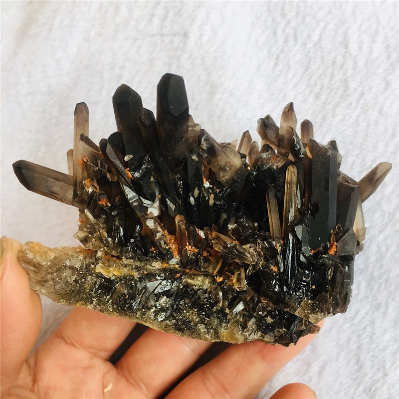 Rare black crystal cluster mineral specimens reiki healing natural gem collection Free shipping