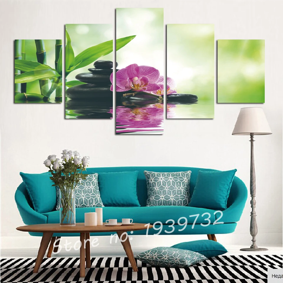 5 шт. Принт плакат холщовые розовые орхидеи украшения Картина маслом модульная