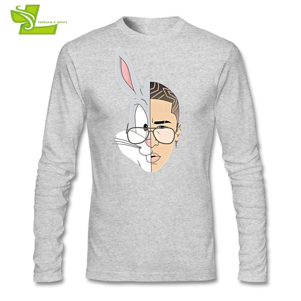 

Bad Bunny T Shirt Male Latest Simple Tshirts Fashion Exercise Comfortable T-Shirt Men Long Sleeve Round Neck Picture Dad Tee