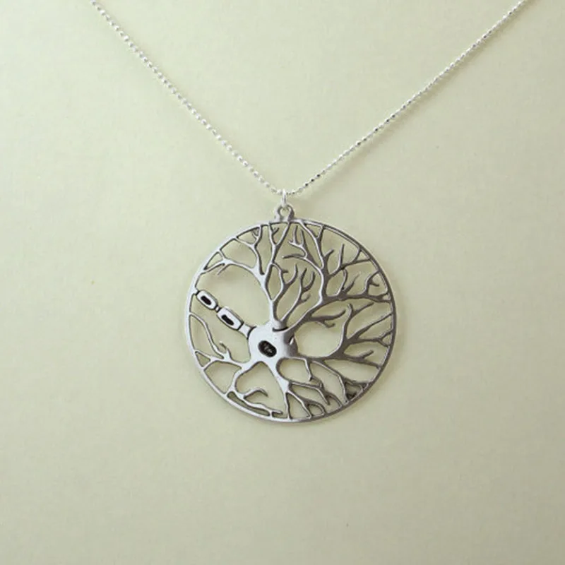 Цепочка-неурон в форме мозга-психологическое ожерелье-биология Ювелирная