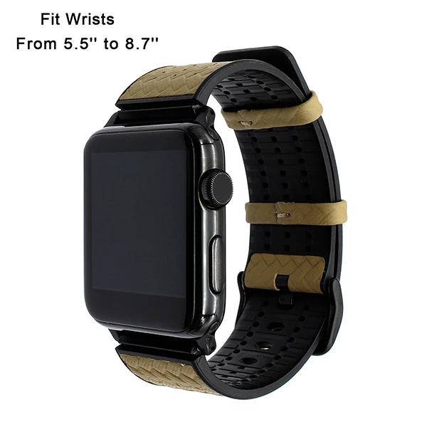 Grey Итальянский ремешок из телячьей кожи и ТПУ резиновый для iWatch Apple Watch 42 мм Серия 1 2 3 стальной ремешок с застежкой спортивный ремешок браслет на запястье - Цвет ремешка: Grey