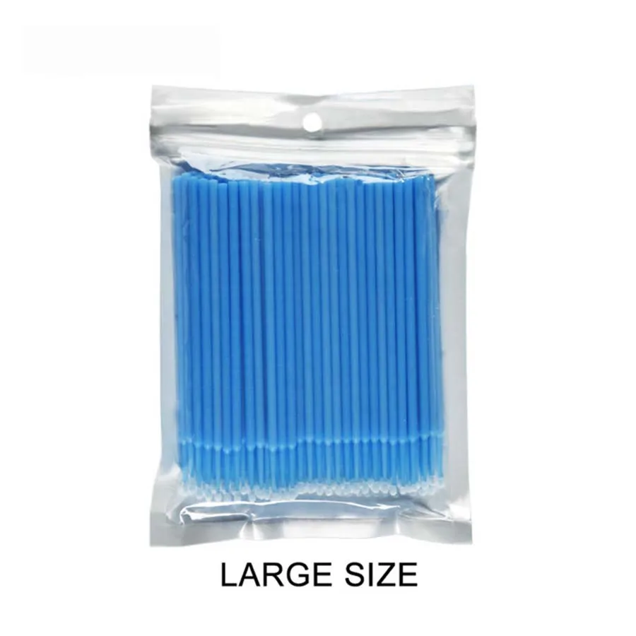 Blue Large 100 шт Одноразовые кисти для макияжа, индивидуальные Микро Кисти для ресниц, щеточка для наращивания ресниц, очиститель, портативные косметические инструменты, 6 цветов - Длина: Blue Large