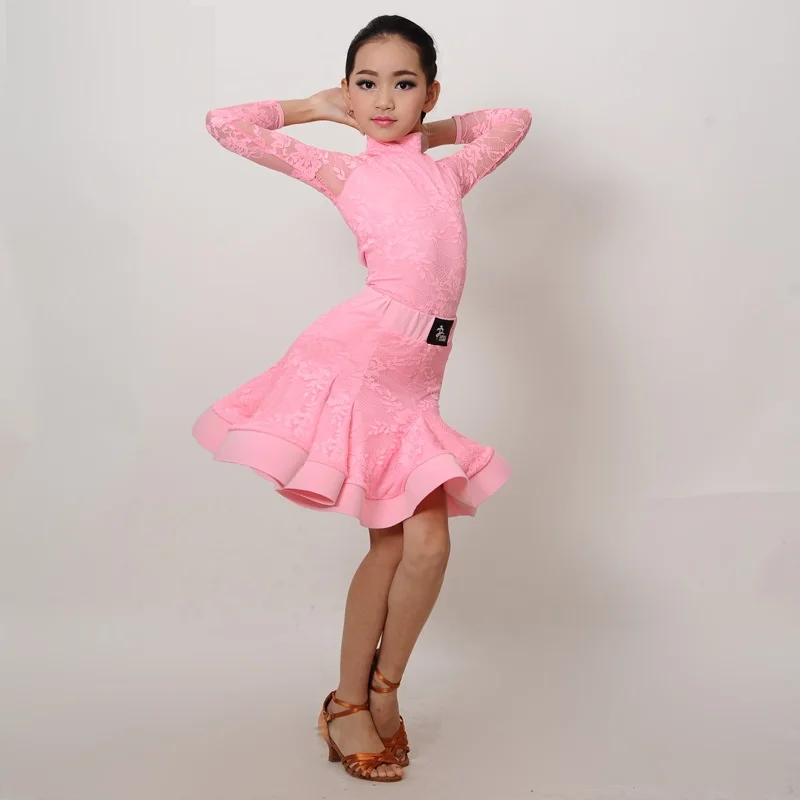 Платье для латиноамериканских танцев девочек детская Одежда топ и юбка