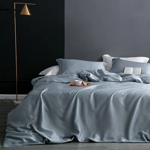 Color 3 Tencel Lysell однотонный белый розовый серый пододеяльник набор дышащий шелковистый мягкий 4 шт. постельные принадлежности queen/King size простыня подушка sham - Цвет: Color 3
