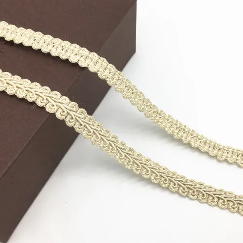 12 beige 5 ярдов ширина 1,1 см хлопок кружевная отделка плетеная для костюма высокое качество коса многоножка швейная кружевная лента для свадебных аксессуаров - Цвет: 12 beige