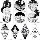 Временные татуировки для детей OMMGO Galaxy с геометрическим пиком и звездами, наклейки, круглая искусственная татуировка, Луна, черные татуировки на заказ для мужчин, искусство