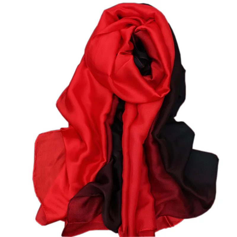 [RUNMEIFA] 2019 Модный женский шелковый шарф foulard femme мягкий тонкий сплошной пляжный