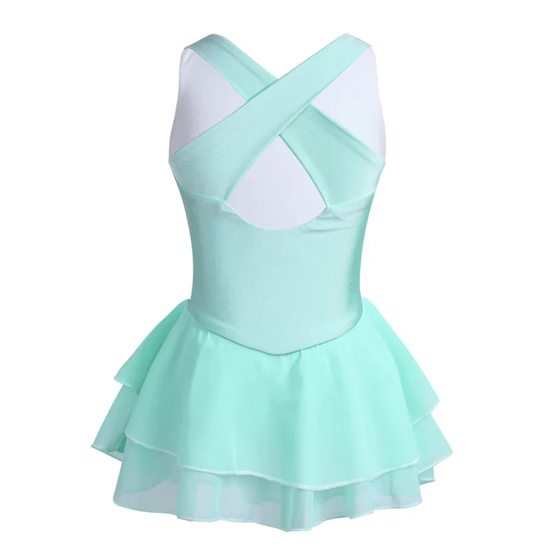 Детское платье для балета без рукавов с перекрещивающимися бретелями и оборками