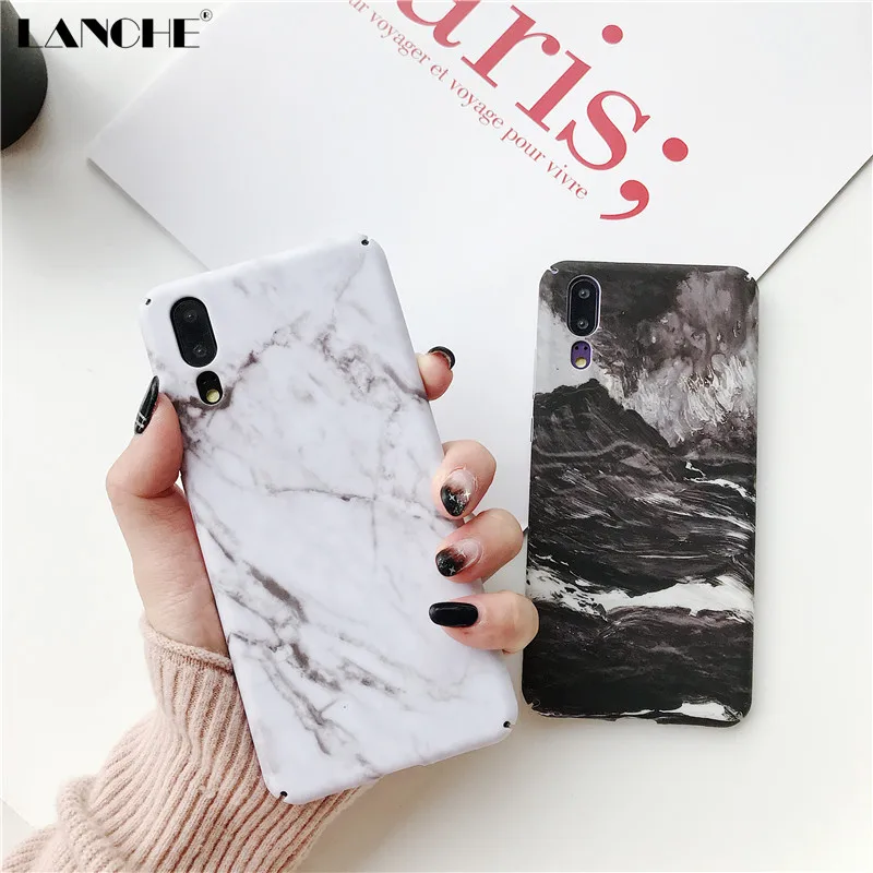 Чехол для телефона LANCHE Marble Матовый Жесткий чехол из поликарбоната Huawei P20 Lite P30 Pro