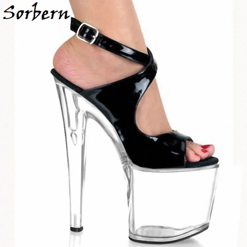 

Sorbern Personalized Clear Plastic Heels Sandals Summer Shoes For Women Ankle Strap Platform Size 10 Chaussures Femme Sandals