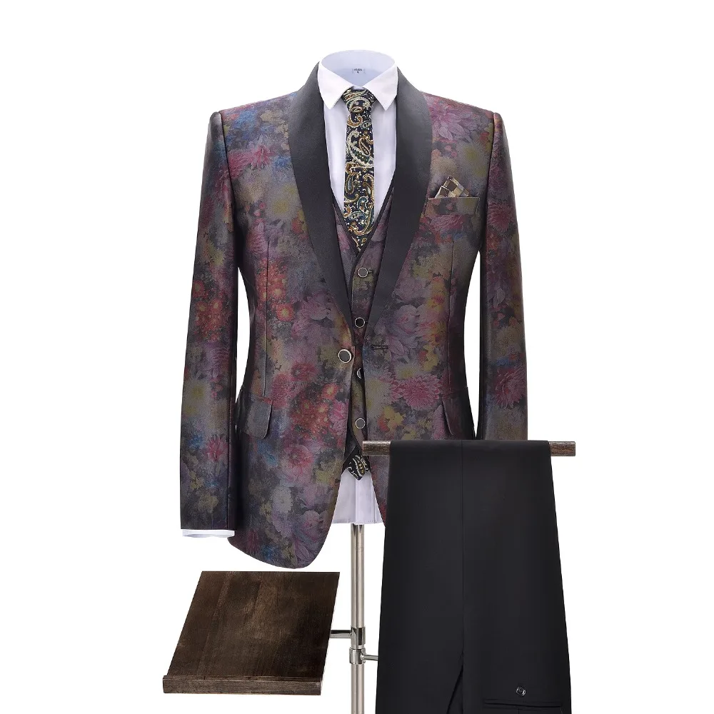 

Mens Suits 3-Pieces Slim Fit Business Suits Groom Retro Noble Grey Tuxedos for Formal Wedding Plus Suits(Blazer+Pants+Vest)