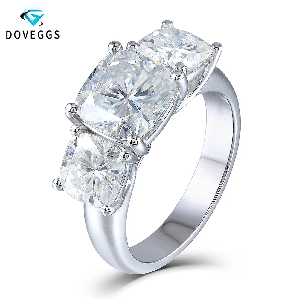DovEggs натуральная 14 к 585 Белое золото 5.2CTW карат Подушка разрезанный Муассанит