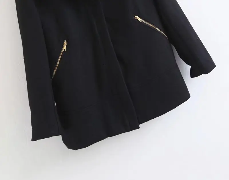 European and American fashion hairy collar short zipper overcoat Women Autumn Winter Coat Woolen Jacket Loose Fitness Elegant | Женская