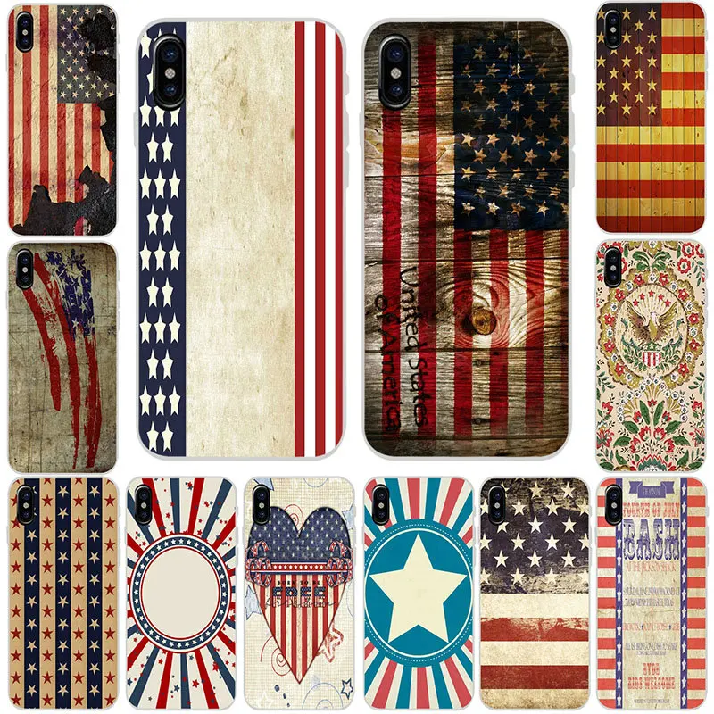 Винтажные мягкие силиконовые чехлы из ТПУ с патриотическим американским флагом