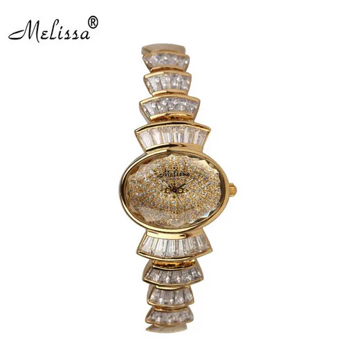 Женские кварцевые часы MELISSA F8006 полностью сверкающий браслет с цирконием |