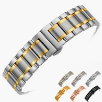 20mm stainless steel watch band strap bracelet watchband wristband butterfly clasps black silver rose gold